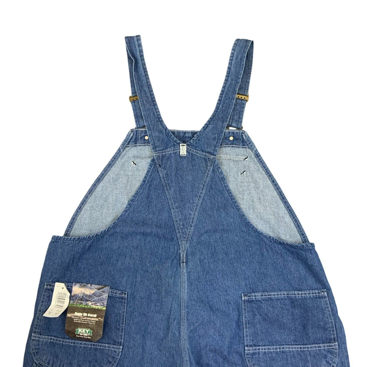 NOS VTG USA KEY IMPERIAL DENIM DUNGAREES WORKWEAR BIBS OVERALLS W50 L32