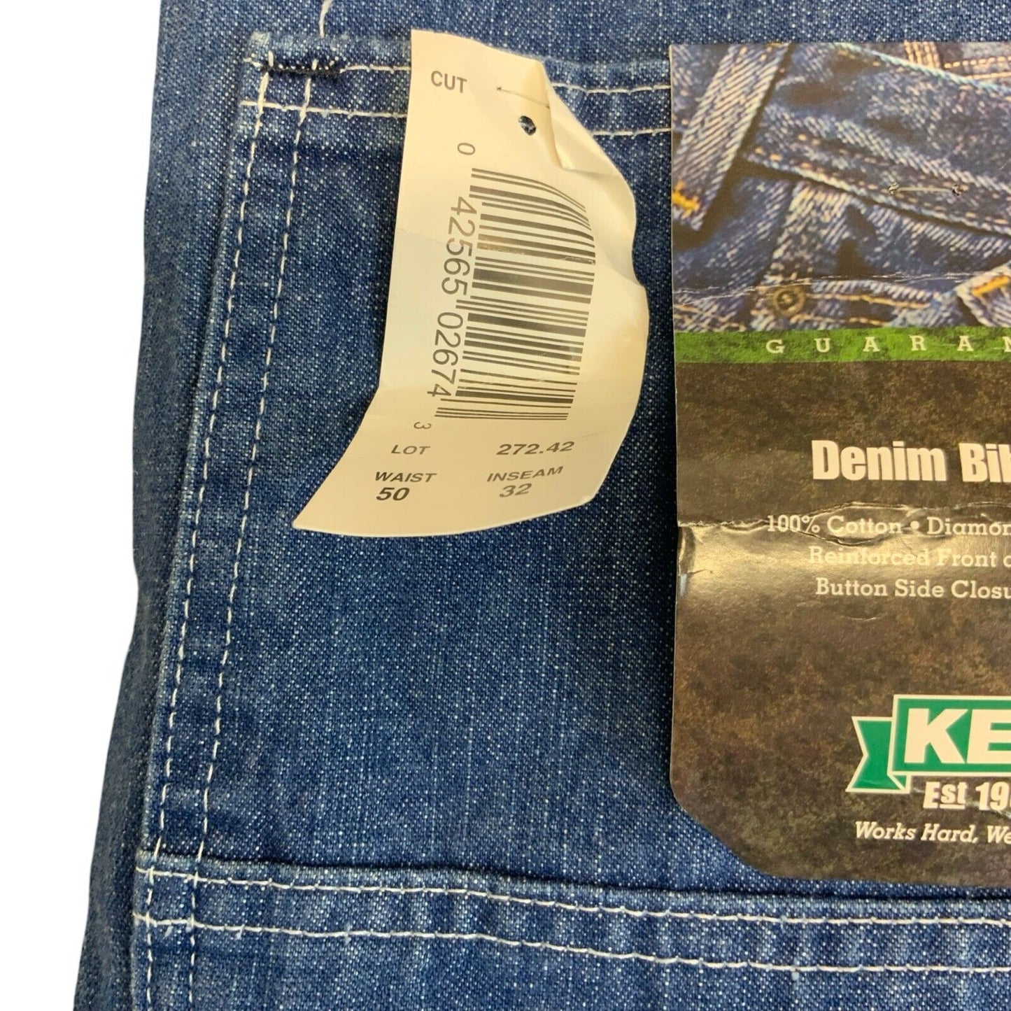 NOS VTG USA KEY IMPERIAL DENIM DUNGAREES WORKWEAR BIBS OVERALLS W50 L32