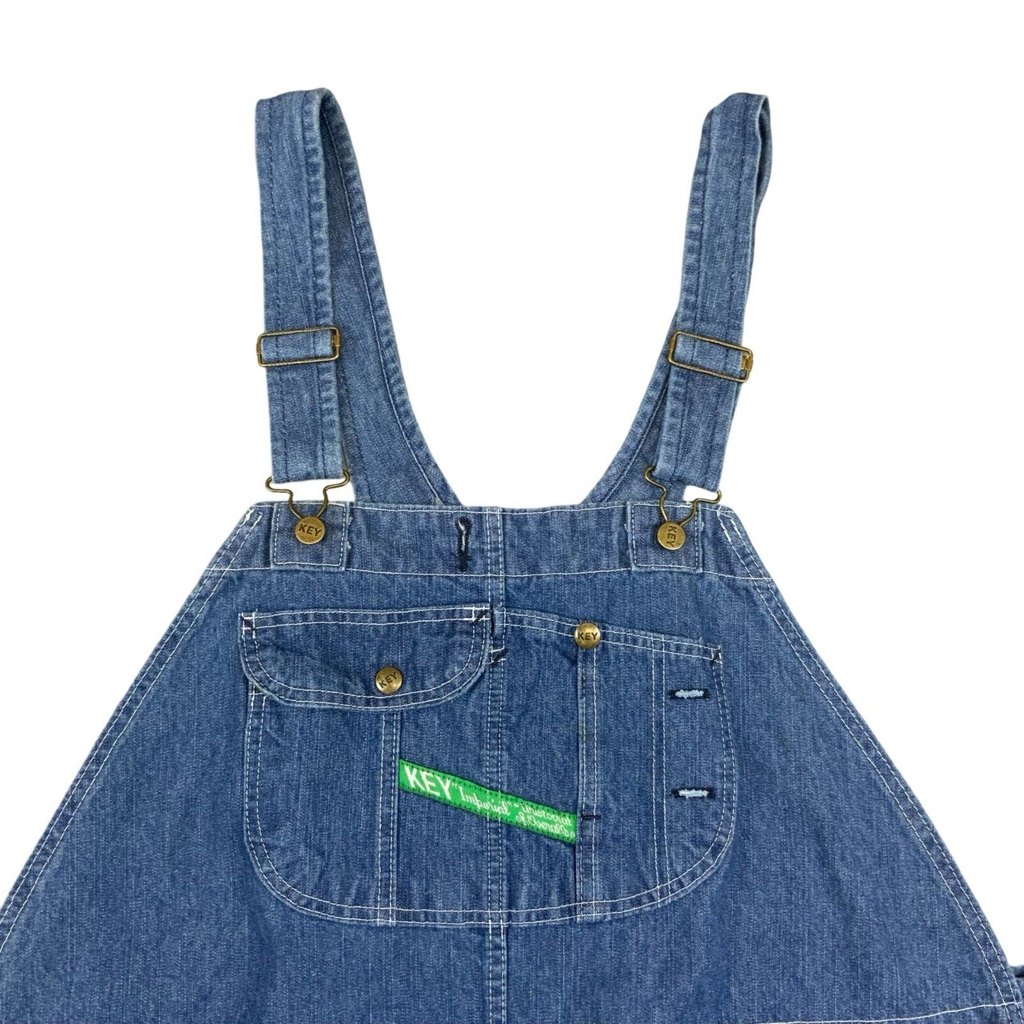 NOS VTG USA KEY IMPERIAL DENIM DUNGAREES WORKWEAR BIBS OVERALLS W50 L32