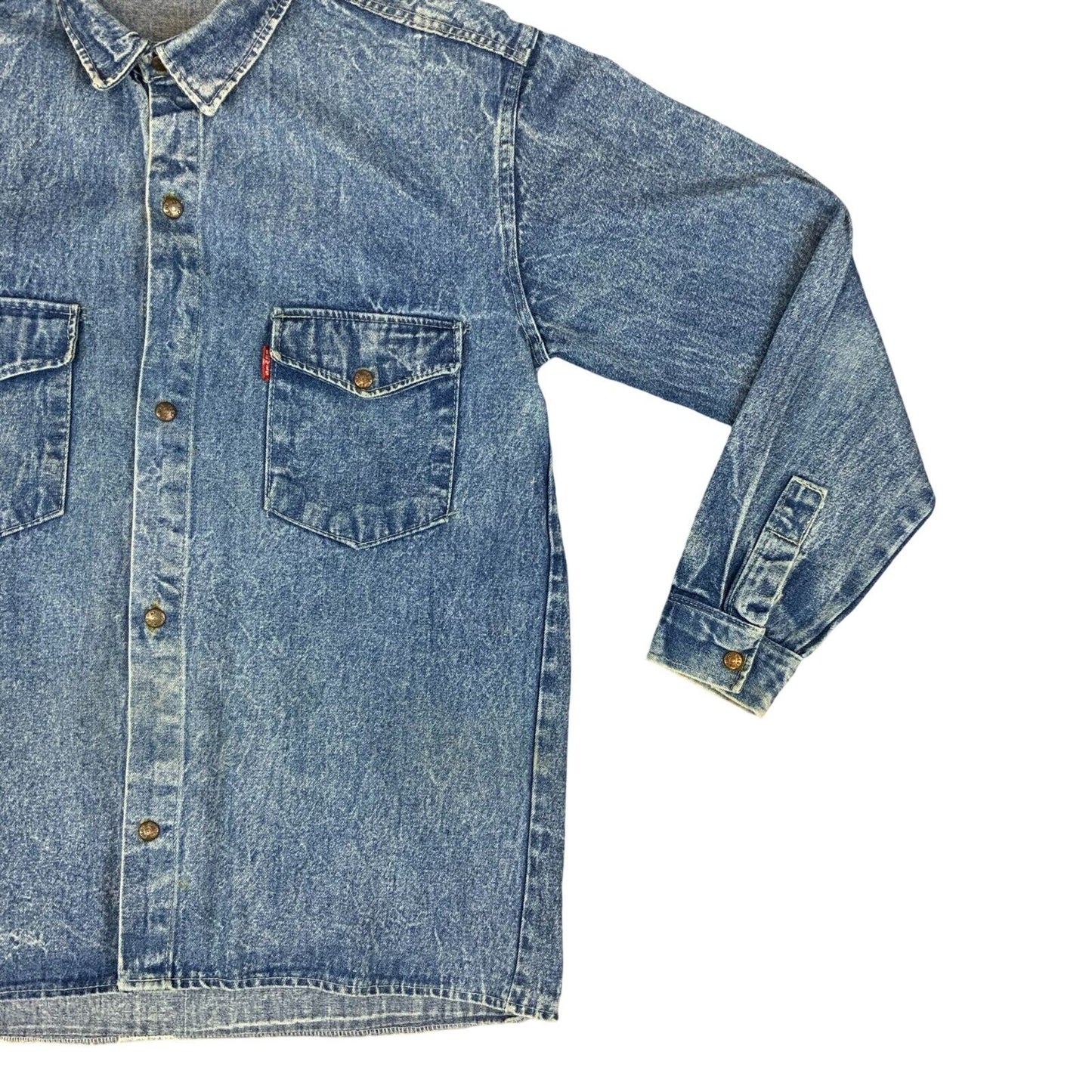 TRUE VTG LEVIS BIG E RED TAB WEST CAL 45 HEAVY DENIM SHIRT JACKET NICE FADES S