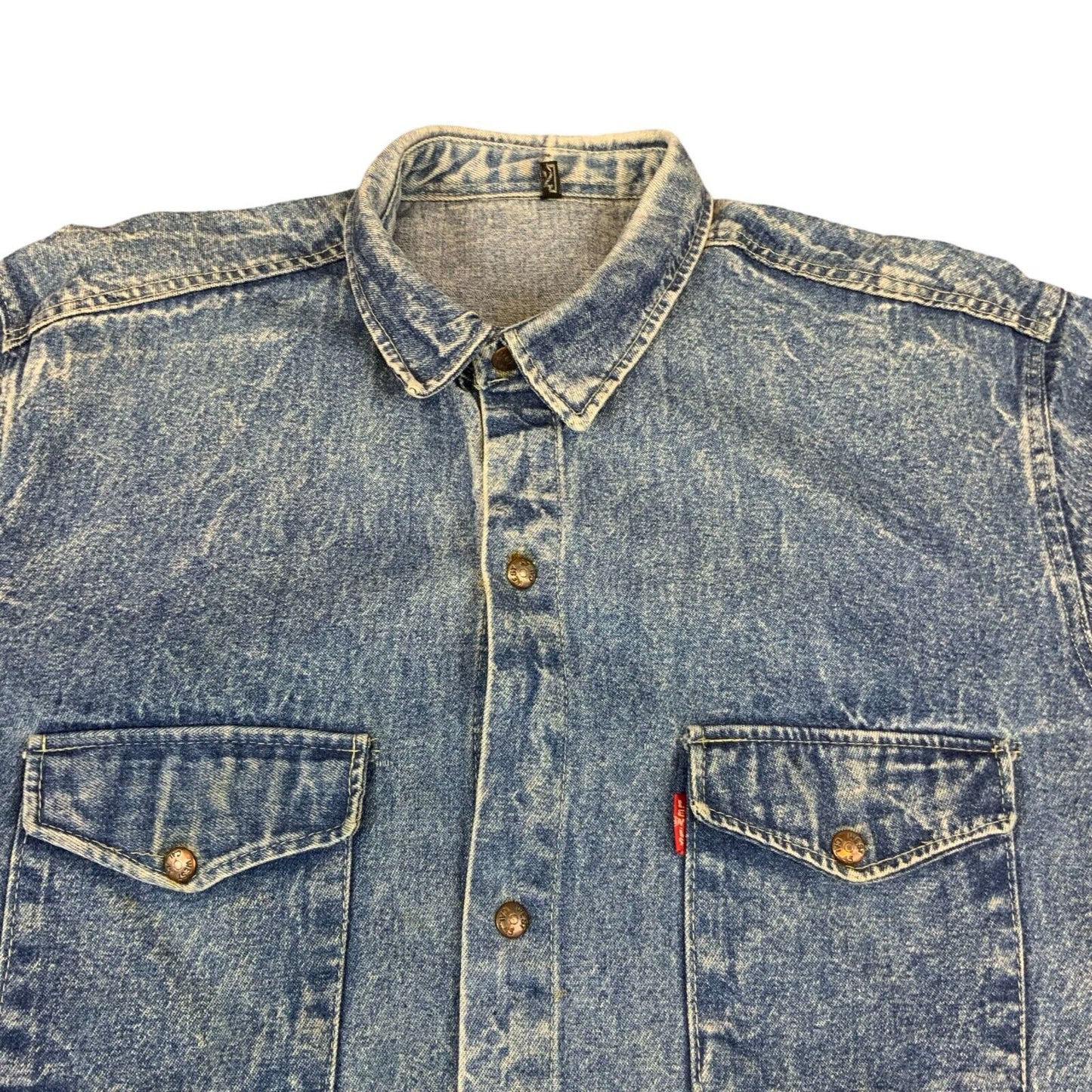 TRUE VTG LEVIS BIG E RED TAB WEST CAL 45 HEAVY DENIM SHIRT JACKET NICE FADES S