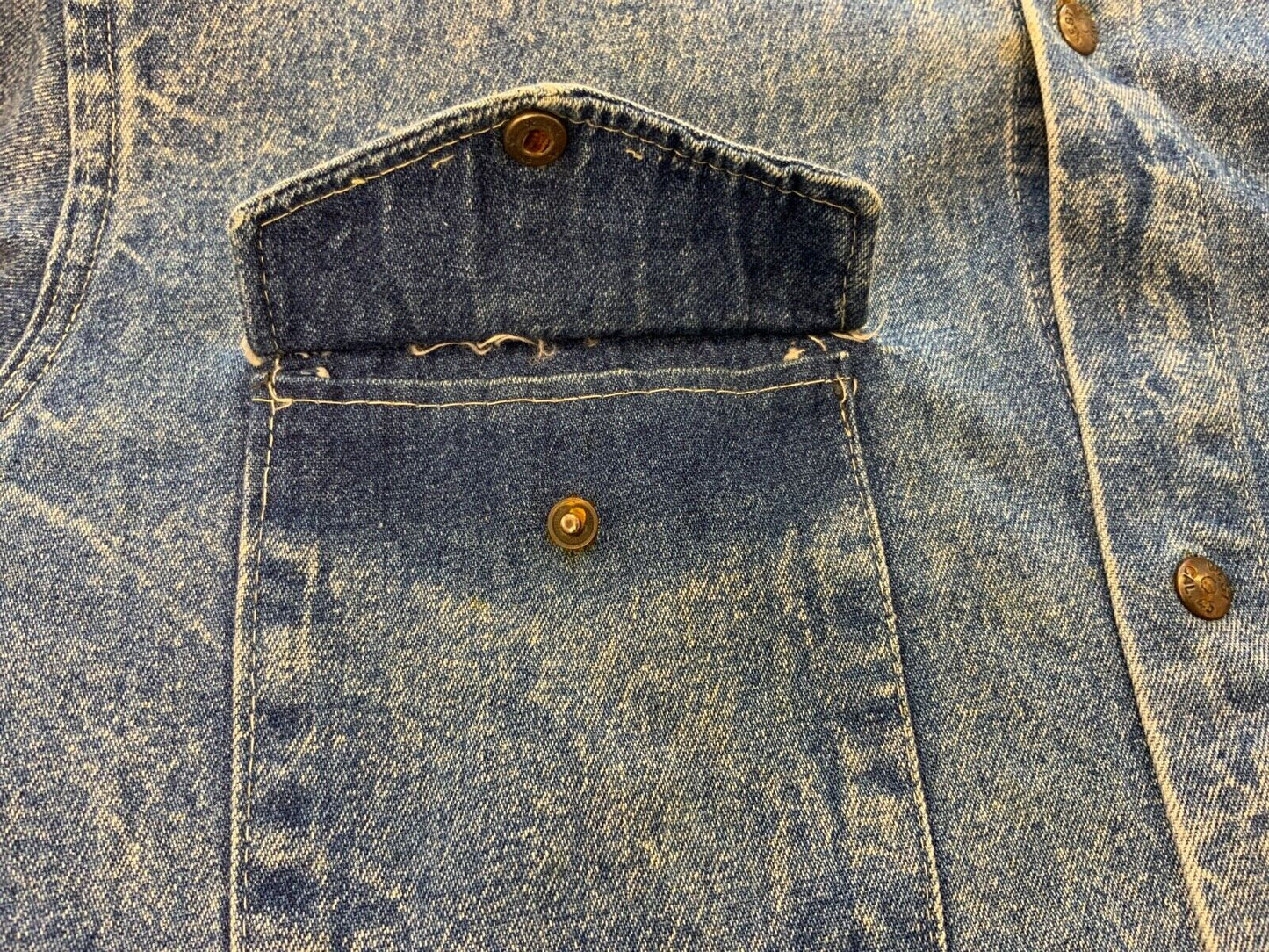 TRUE VTG LEVIS BIG E RED TAB WEST CAL 45 HEAVY DENIM SHIRT JACKET NICE FADES S