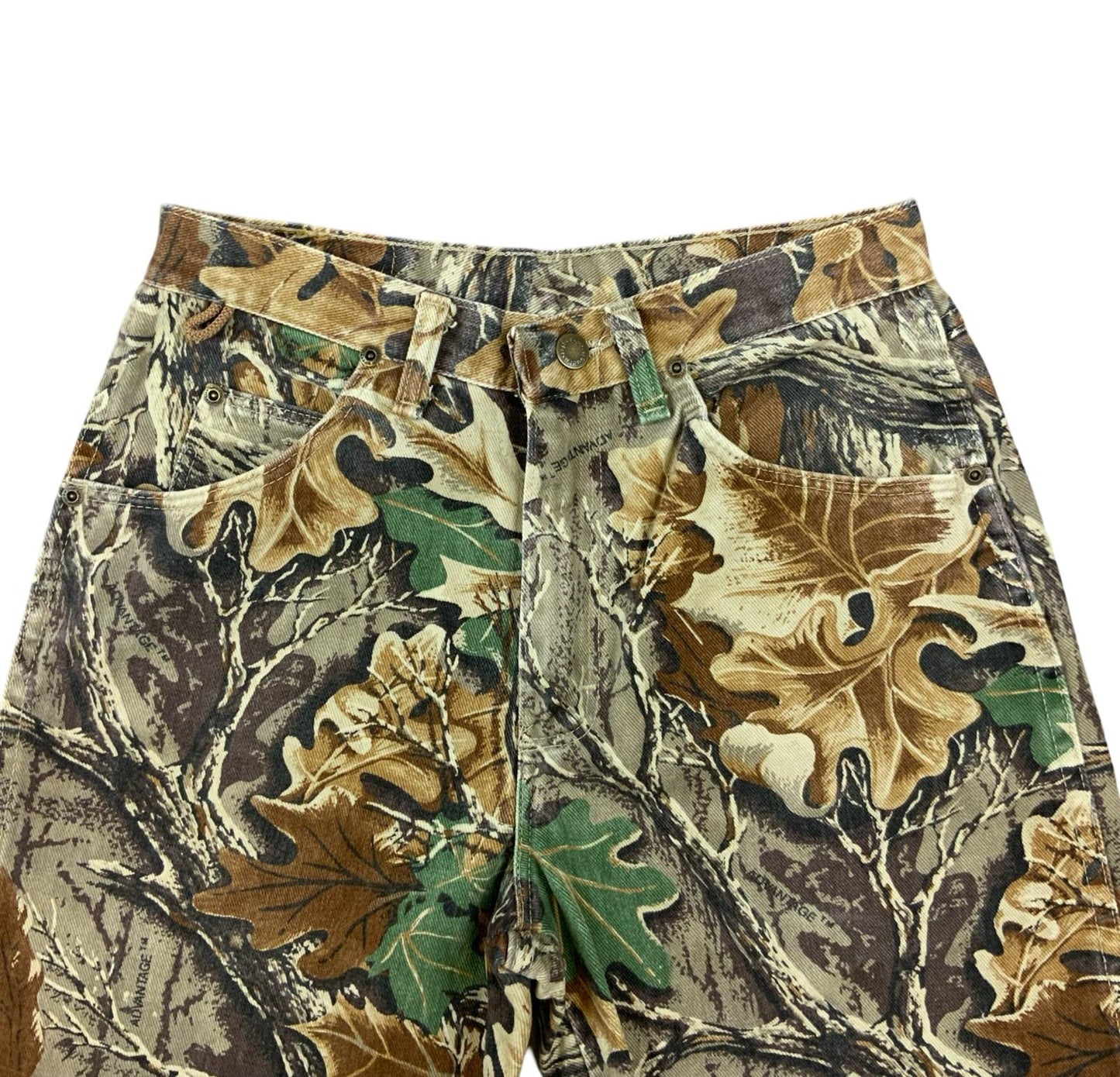 VTG USA MADE WRANGLER ADVANTAGE REAL TREE CAMOUFLAGE HUNTING JEANS 28W 32L