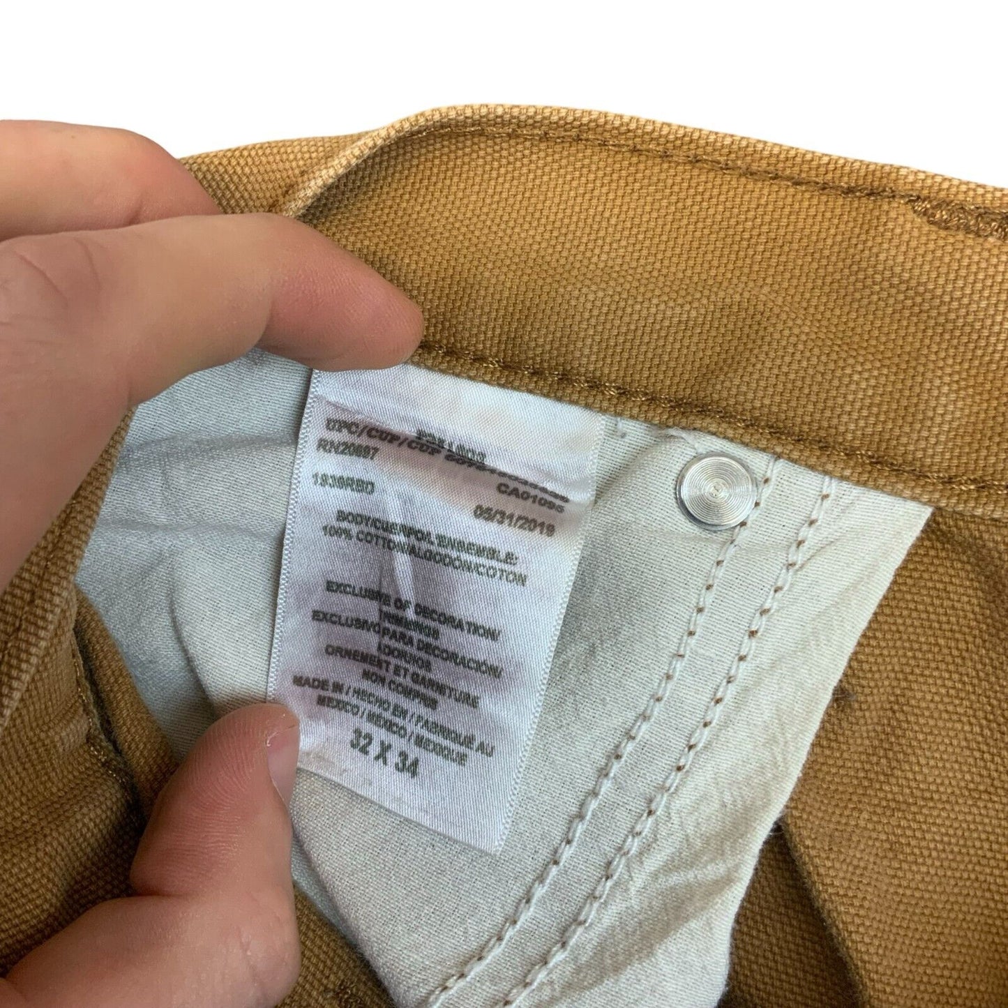 VTG DICKIES TAN DUCK CANVAS CARPENTER PANTS TROUSERS JEANS WORKWEAR 32W 33L