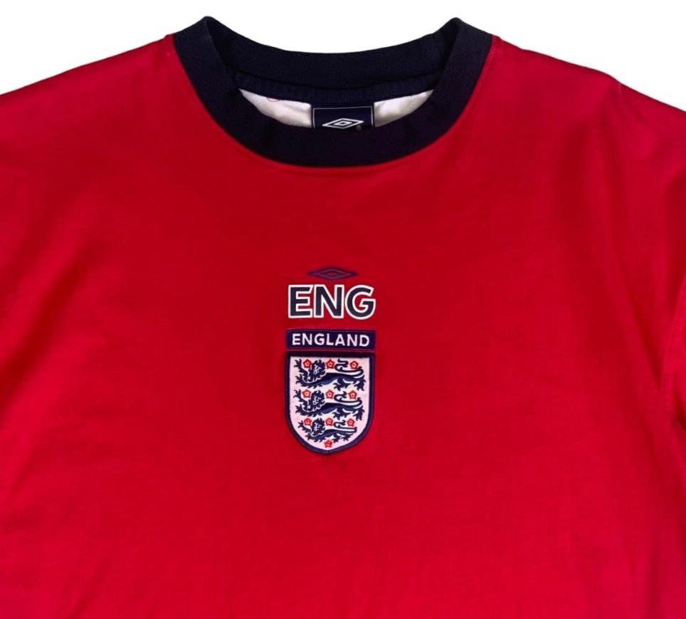 VTG Y2K UMBRO ENGLAND RED SPORTS FOOTBALL HOME SHIRT MEDIUM