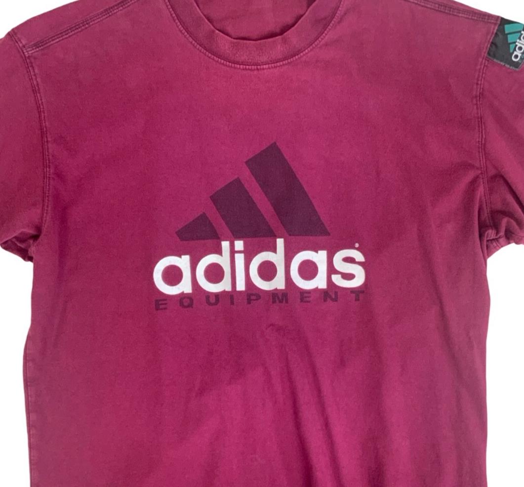 VTG 90S ADIDAS EQUIPMENT BURGUNDY RED CASUAL GRAPHIC SPORTS TEE LARGE