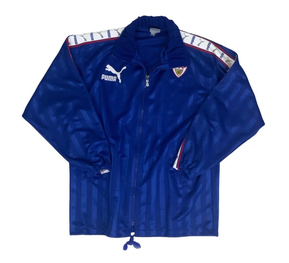 VTG 90S PUMA LOGO BLUE STRIPED HIPHOP STREETWEAR FOOTBALL TRACK JACKET L