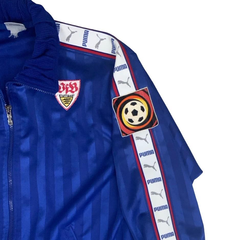 VTG 90S PUMA LOGO BLUE STRIPED HIPHOP STREETWEAR FOOTBALL TRACK JACKET L