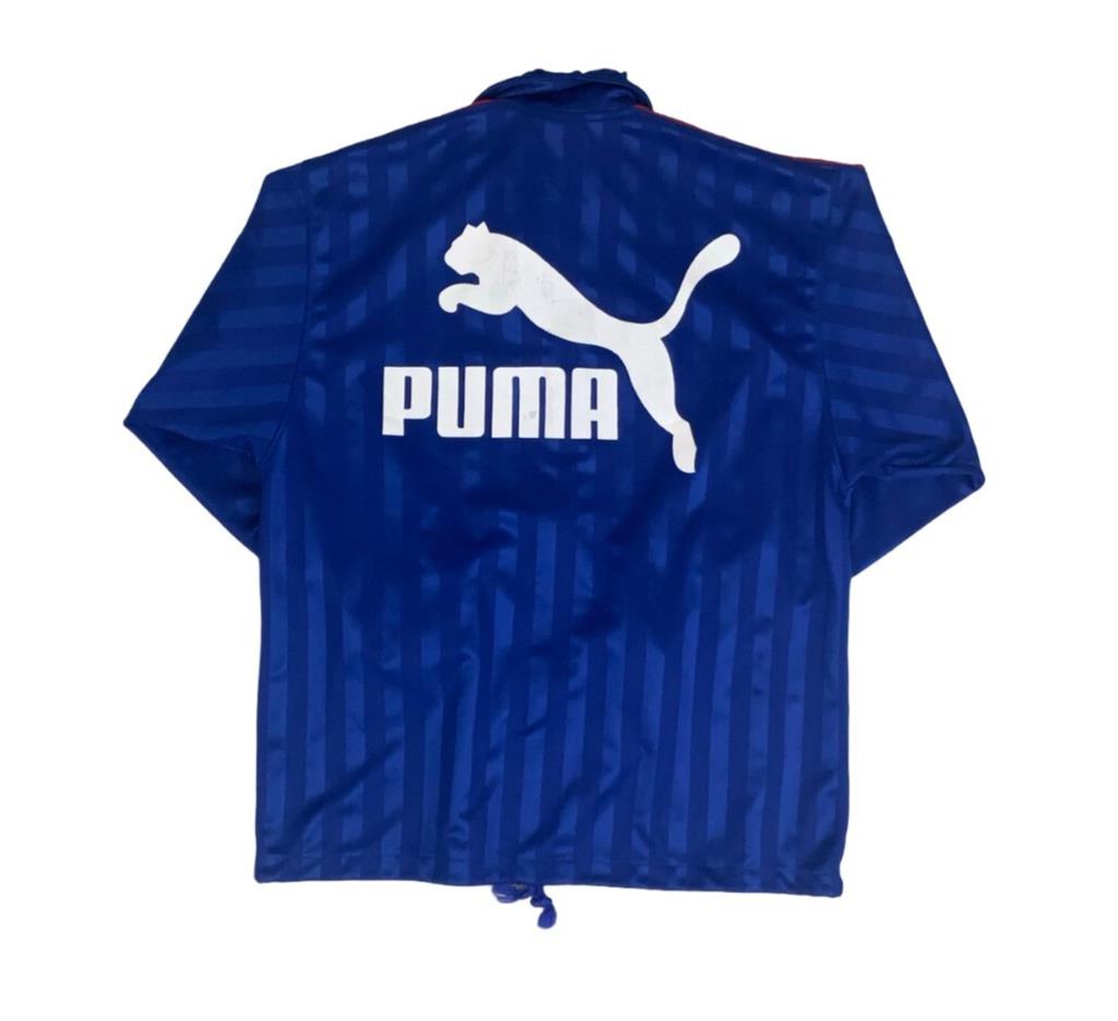 VTG 90S PUMA LOGO BLUE STRIPED HIPHOP STREETWEAR FOOTBALL TRACK JACKET L