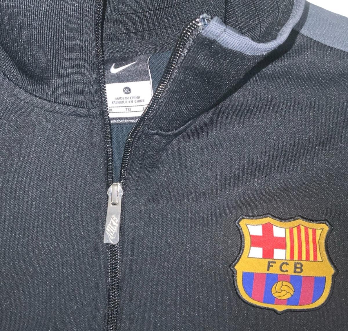 VTG NIKE FC BARCELONA BLACK TRAINING TRACK JACKET X-LARGE