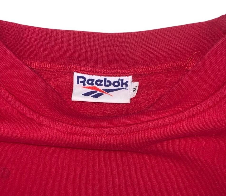 VTG 90S REEBOK CREWNECK RED RELAXED FLEECE LINED SWEATSHIRT 2X-LARGE