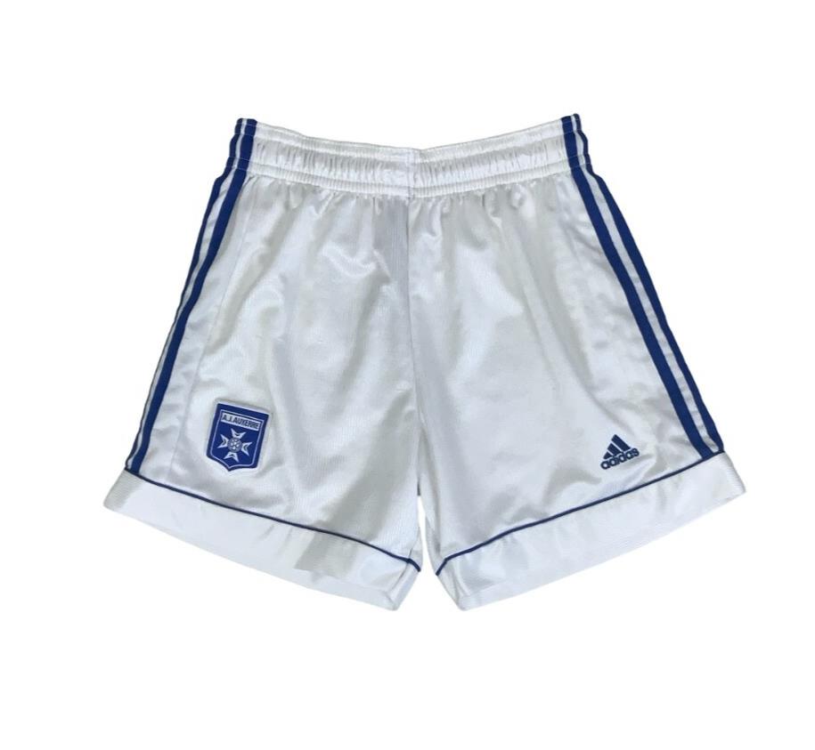 VTG 90S ADIDAS WHITE BLUE A.J.AUXARRE RARE SAMPLE FC SPORT SHORTS SMALL