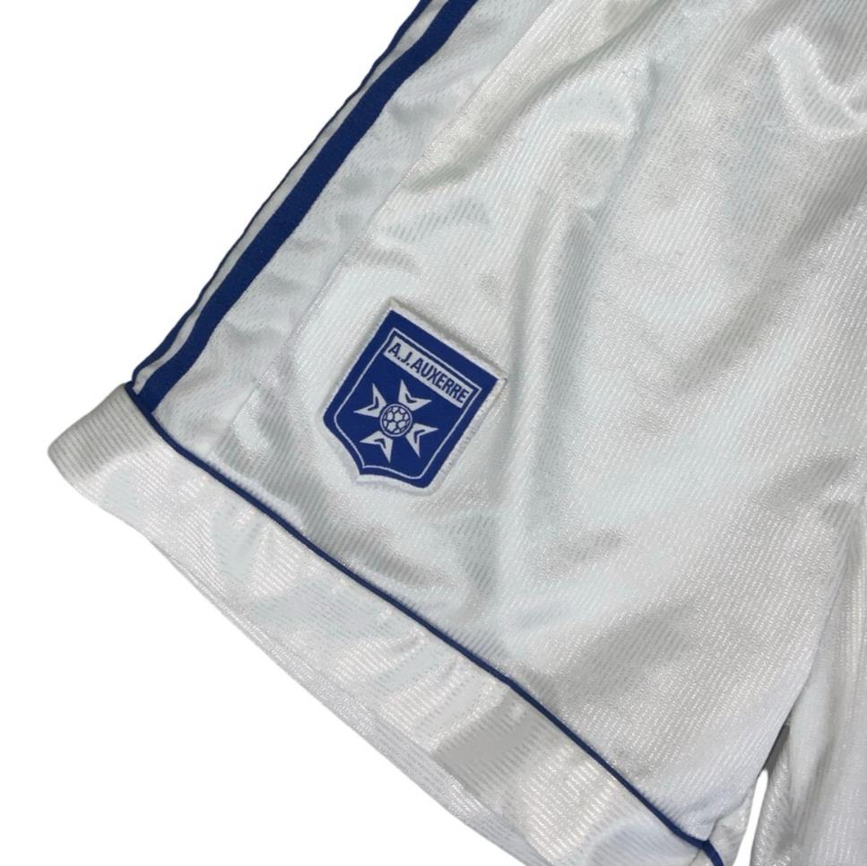 VTG 90S ADIDAS WHITE BLUE A.J.AUXARRE RARE SAMPLE FC SPORT SHORTS SMALL