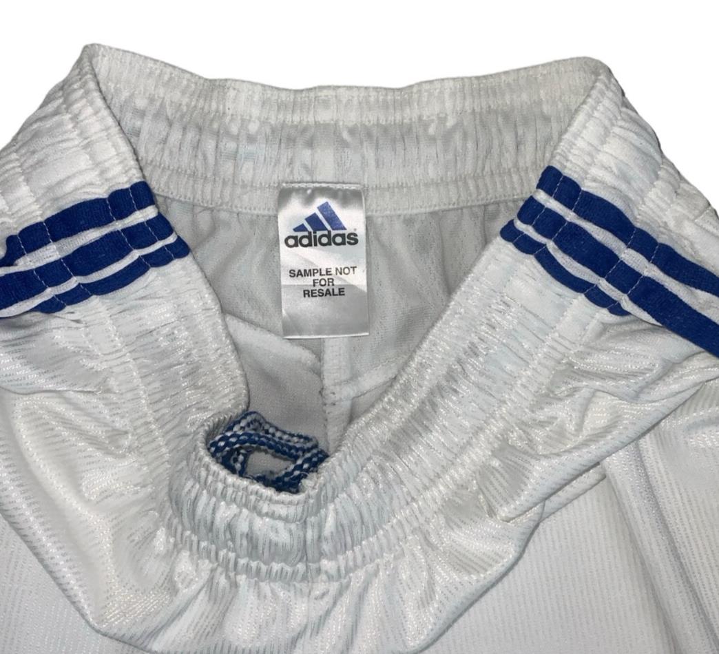 VTG 90S ADIDAS WHITE BLUE A.J.AUXARRE RARE SAMPLE FC SPORT SHORTS SMALL