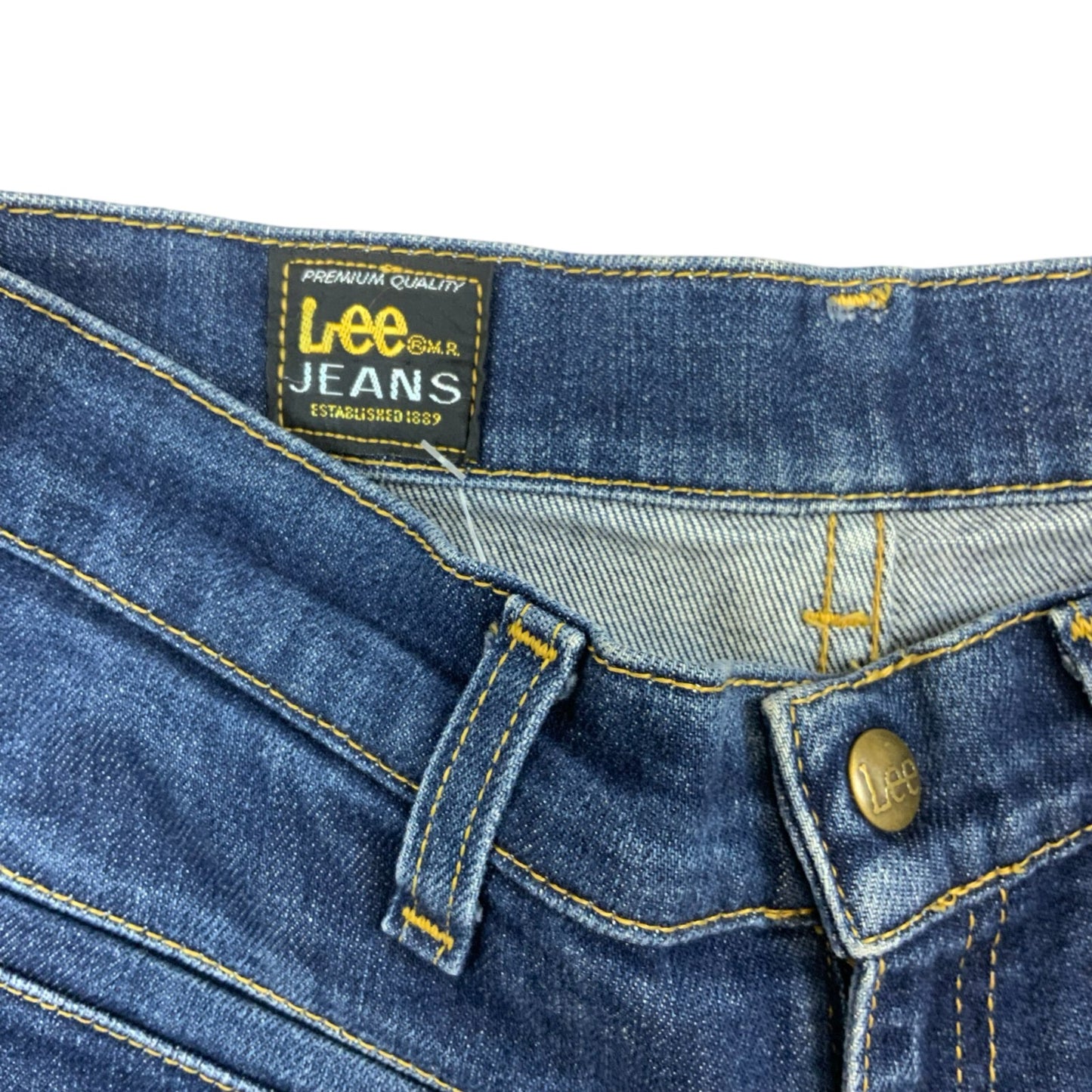 VTG 00s Y2K LEE MID DARK BLUE SLIM BOOTCUT HIGH WAISTED JEANS W26 L32