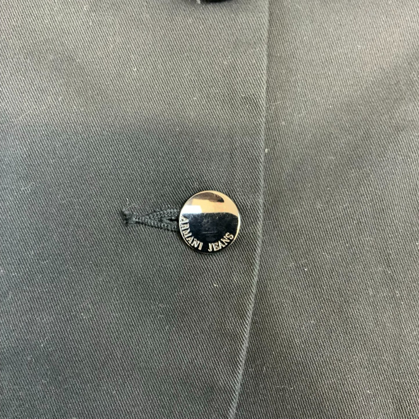 VTG 00s ARMANI JEANS BLACK BUTTON UP COTTON BLAZER SIZE UK 8 10