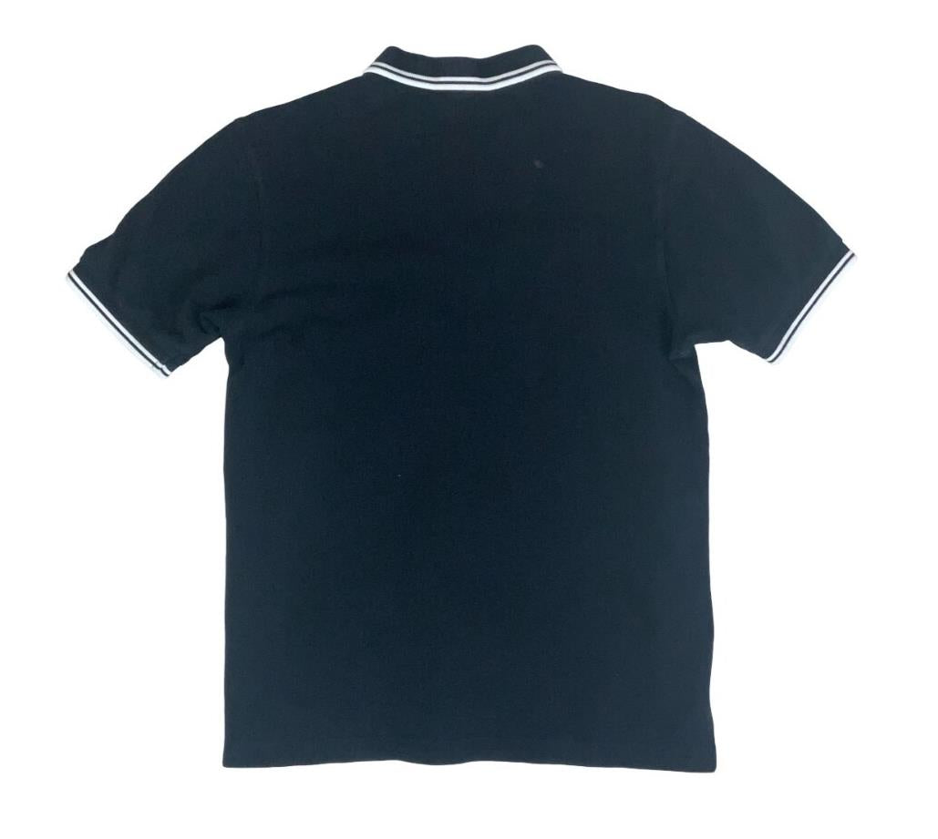 VTG FRED PERRY BLACK WHITE TWIN TIPPED M3600 POLO NECK SHIRT SMALL