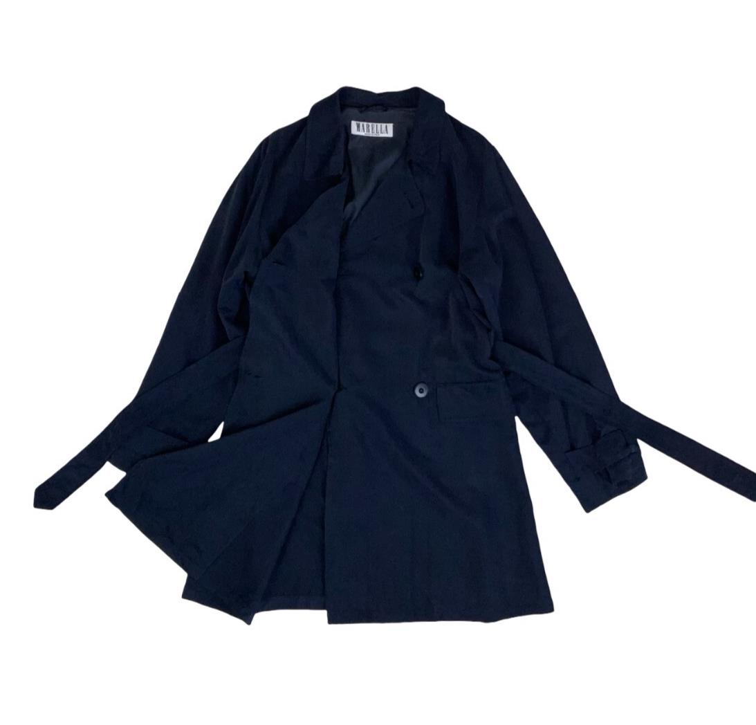 VTG 90S MARELLA DESIGNER BLUE ITALIAN ELEGANT TRENCH BLAZER PEA COAT L 16