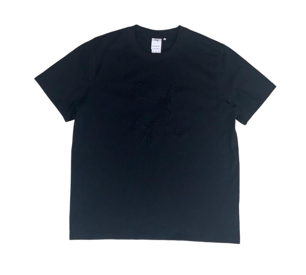 VTG PUMA X MAISON KITSUNÉ BLACK EMBROIDERED SPORTS TEE MEDIUM