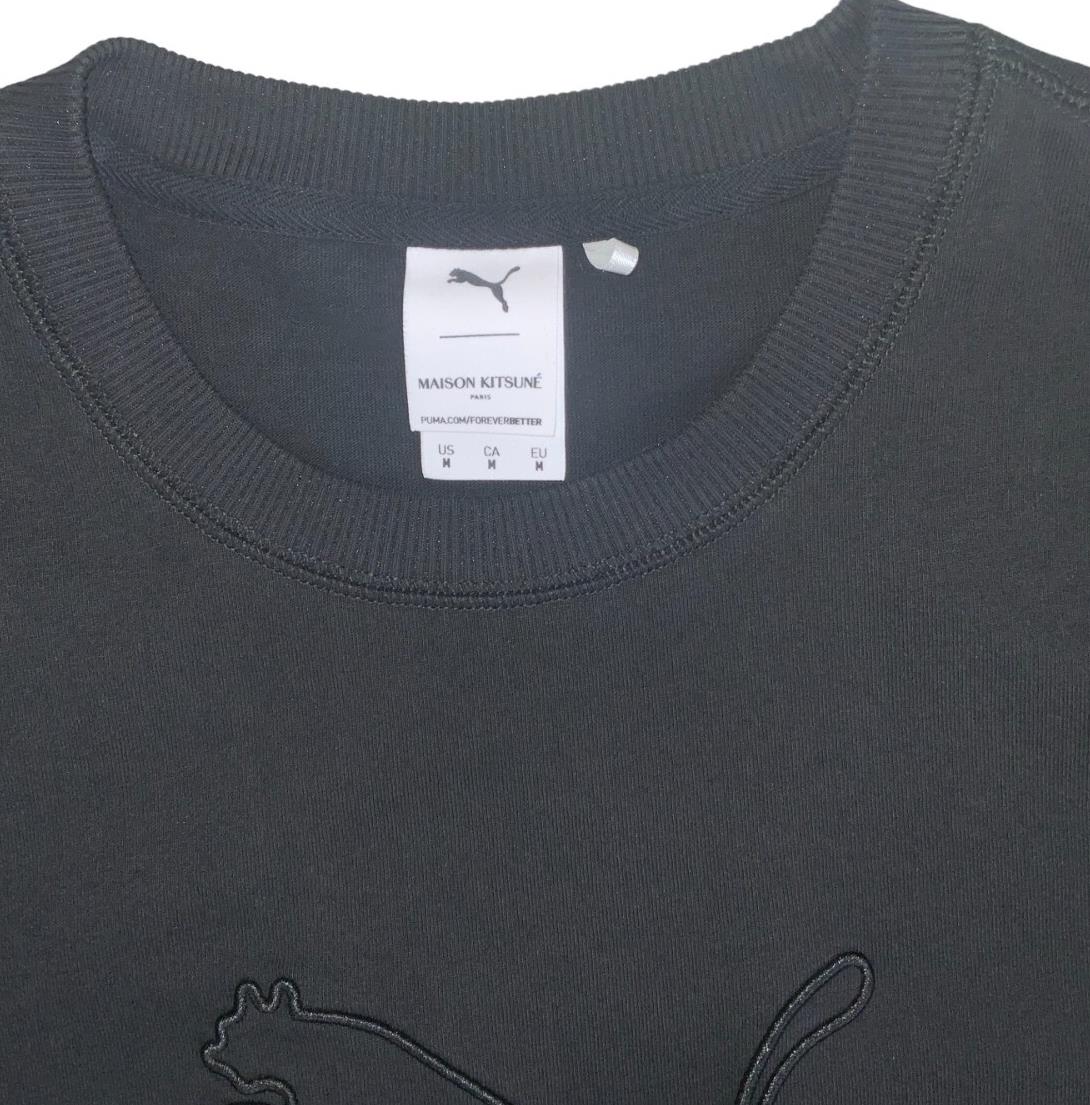 VTG PUMA X MAISON KITSUNÉ BLACK EMBROIDERED SPORTS TEE MEDIUM