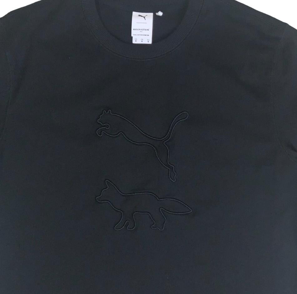 VTG PUMA X MAISON KITSUNÉ BLACK EMBROIDERED SPORTS TEE MEDIUM