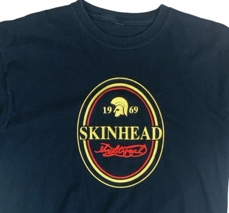 VTG 90S "1969 SKINHEAD" ISISH STOUT BLACK PUNK ANTI-FASCIST GRAPHIC TEE S