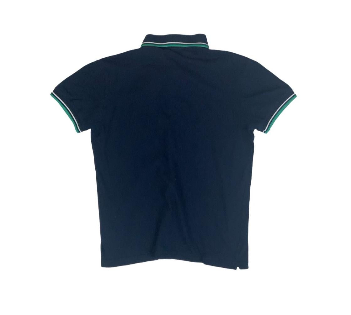 VTG 90S FRED PERRY BLUE WHITE GREEN TWIN TIPPED POLO NECK SHIRT SMALL