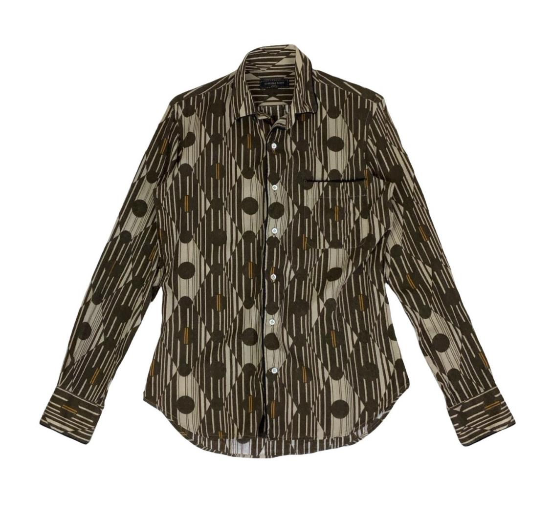 GABRIELE PASINI ITALIAN DESIGNER BROWN GEOMETRIC SHIRT M