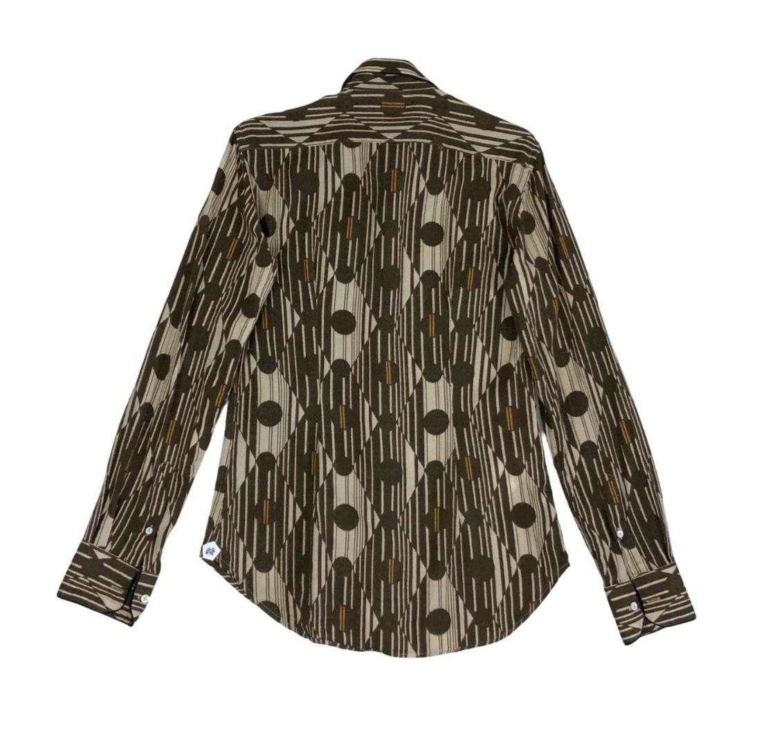 GABRIELE PASINI ITALIAN DESIGNER BROWN GEOMETRIC SHIRT M