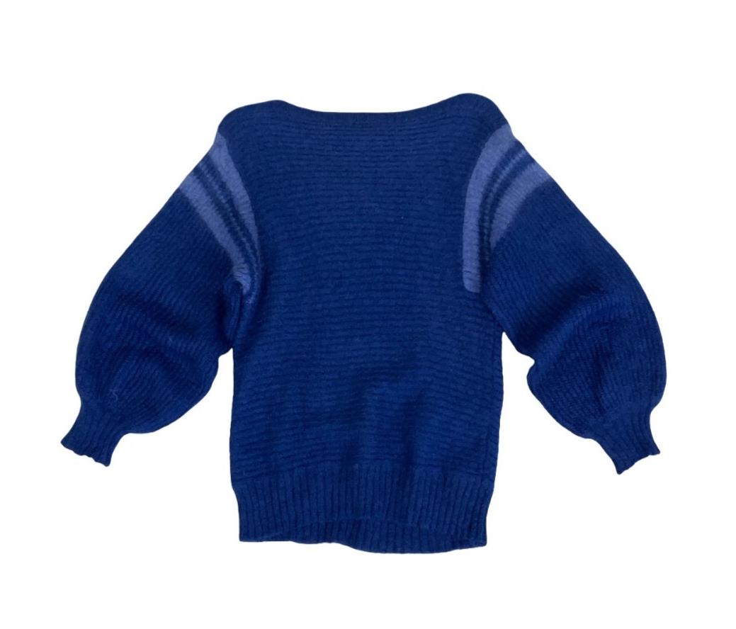 VTG 80S LUISA SPAGNOLI BLUE WOOL ITALIAN DESIGNER JUMPER UK 6 XS