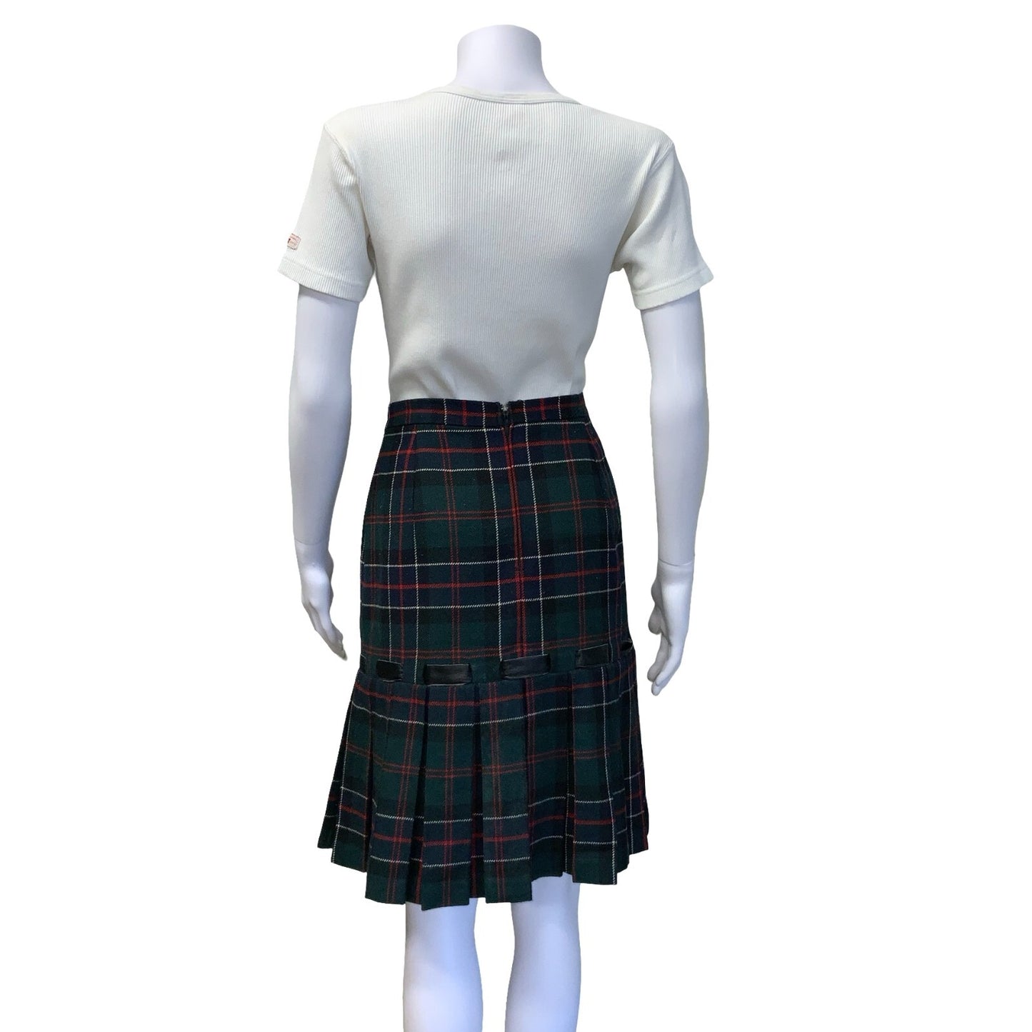 VTG LUISA SPAGNOLI GREEN RED WHITE BLUE TARTAN PLAID MIDI KILT SKIRT X-SMALL