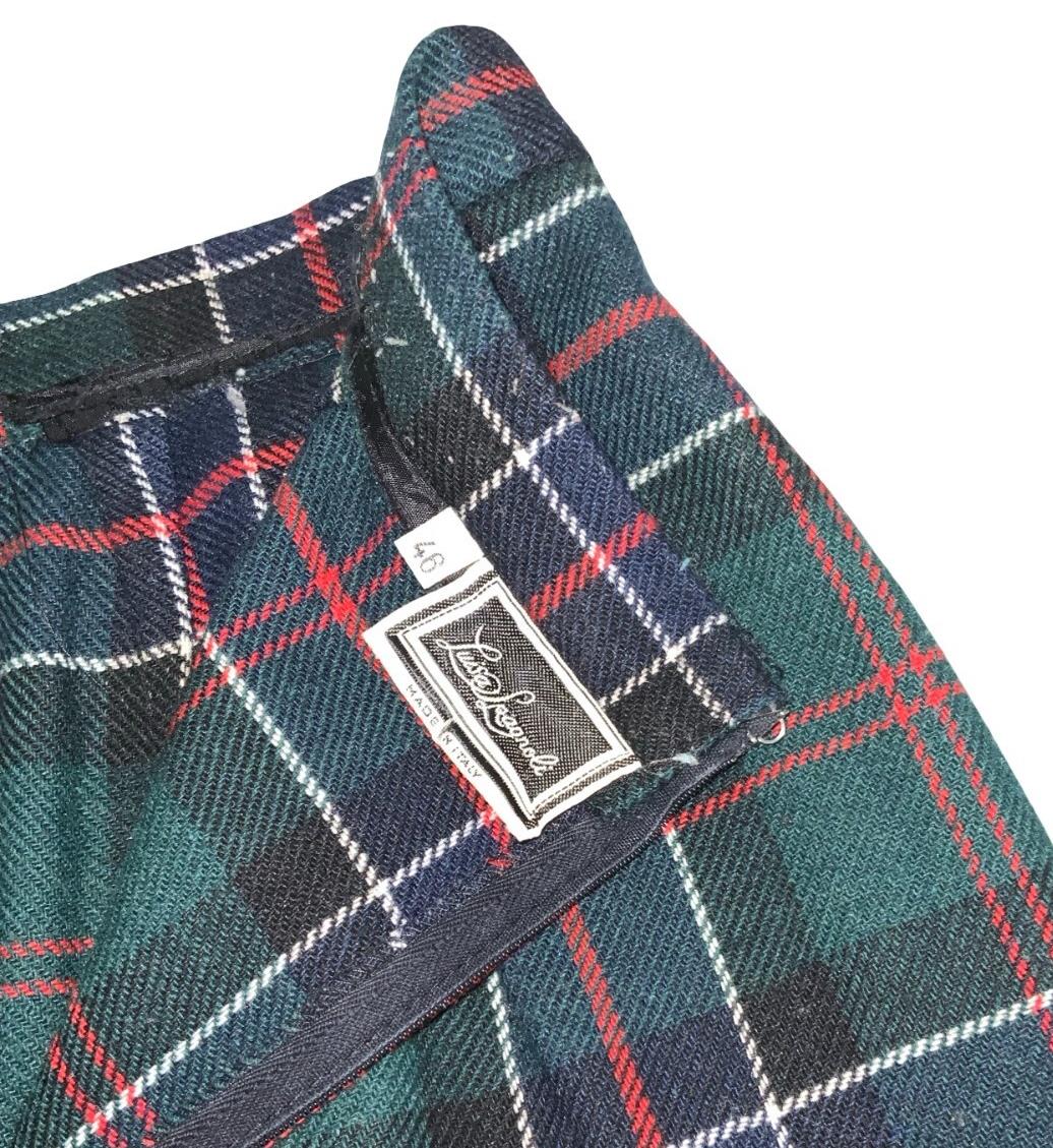 VTG LUISA SPAGNOLI GREEN RED WHITE BLUE TARTAN PLAID MIDI KILT SKIRT X-SMALL