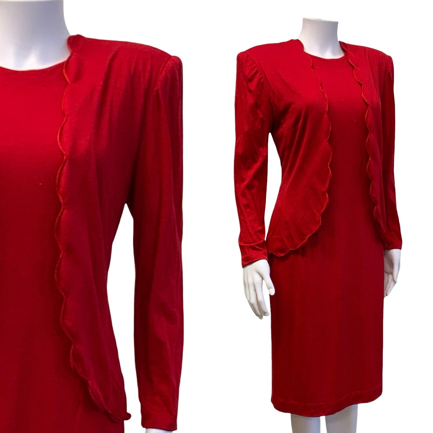VTG 80S LUISA SPAGNOLI RED ITALIAN DESIGNER MIDI SHEATH DRESS UK 10 12
