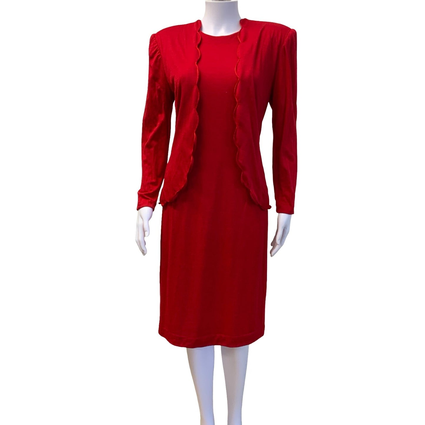 VTG 80S LUISA SPAGNOLI RED ITALIAN DESIGNER MIDI SHEATH DRESS UK 10 12