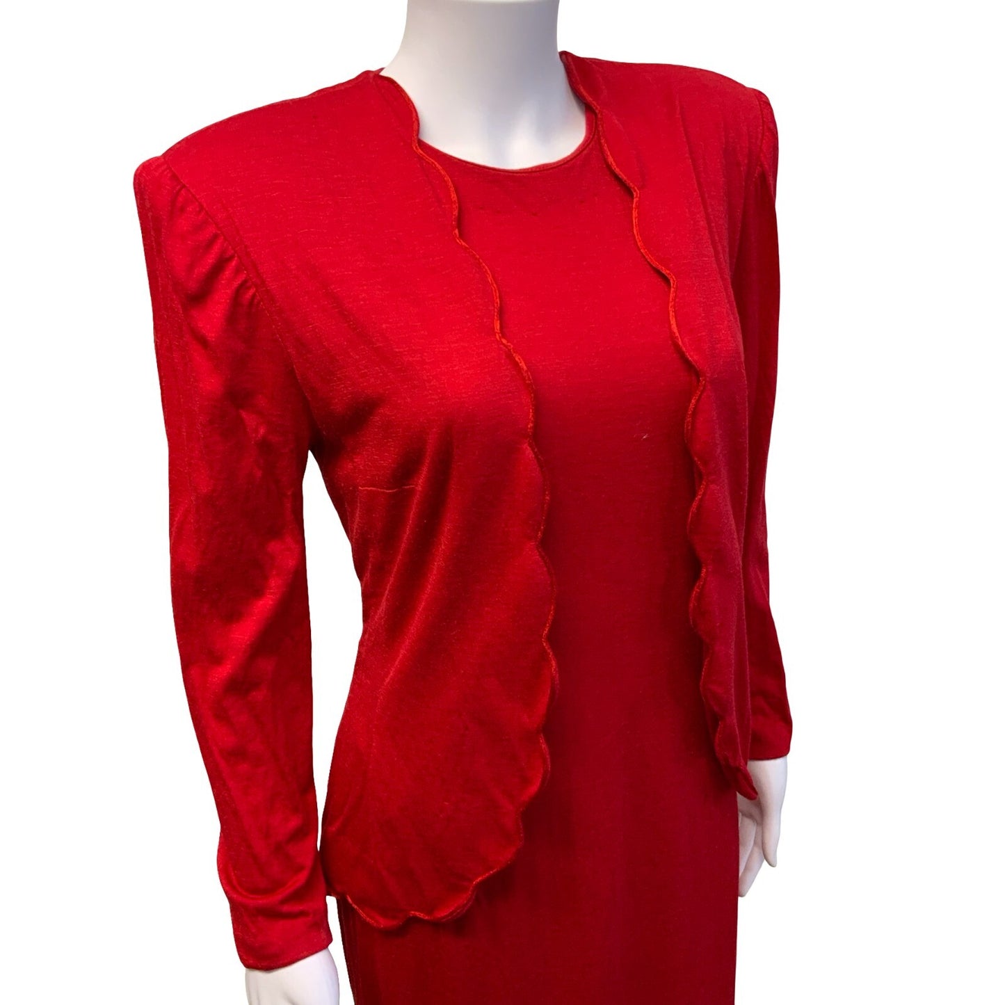 VTG 80S LUISA SPAGNOLI RED ITALIAN DESIGNER MIDI SHEATH DRESS UK 10 12