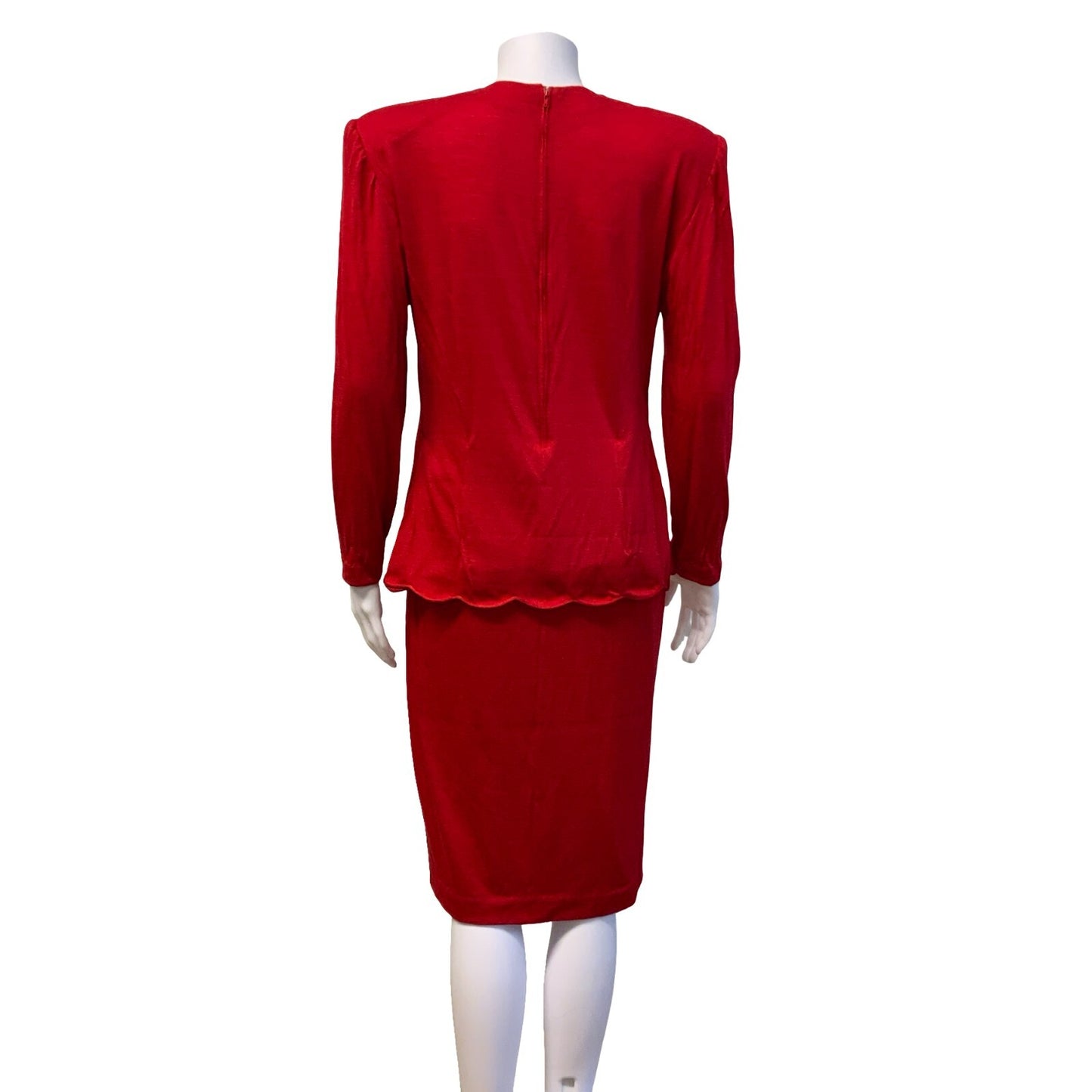 VTG 80S LUISA SPAGNOLI RED ITALIAN DESIGNER MIDI SHEATH DRESS UK 10 12