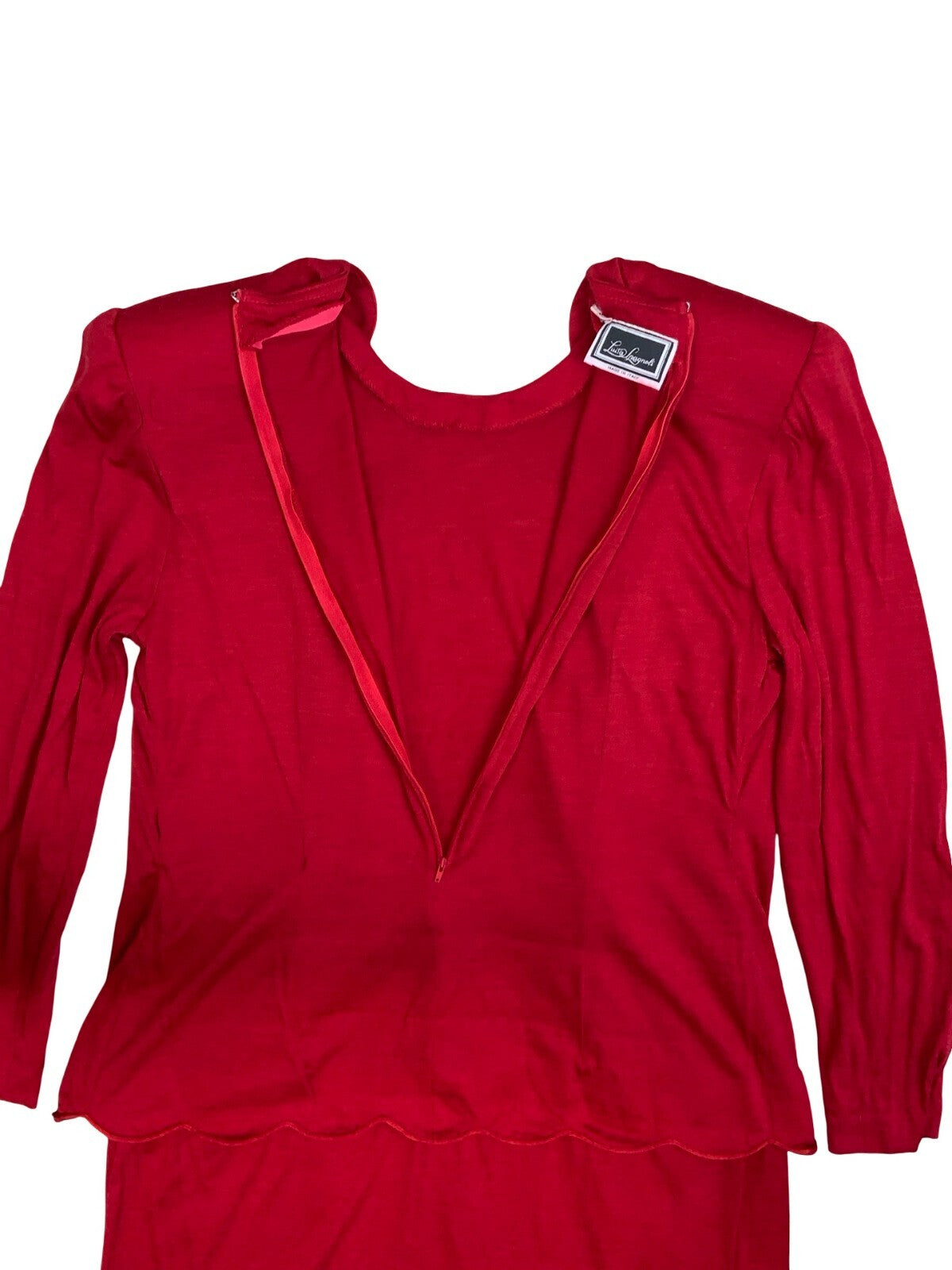 VTG 80S LUISA SPAGNOLI RED ITALIAN DESIGNER MIDI SHEATH DRESS UK 10 12
