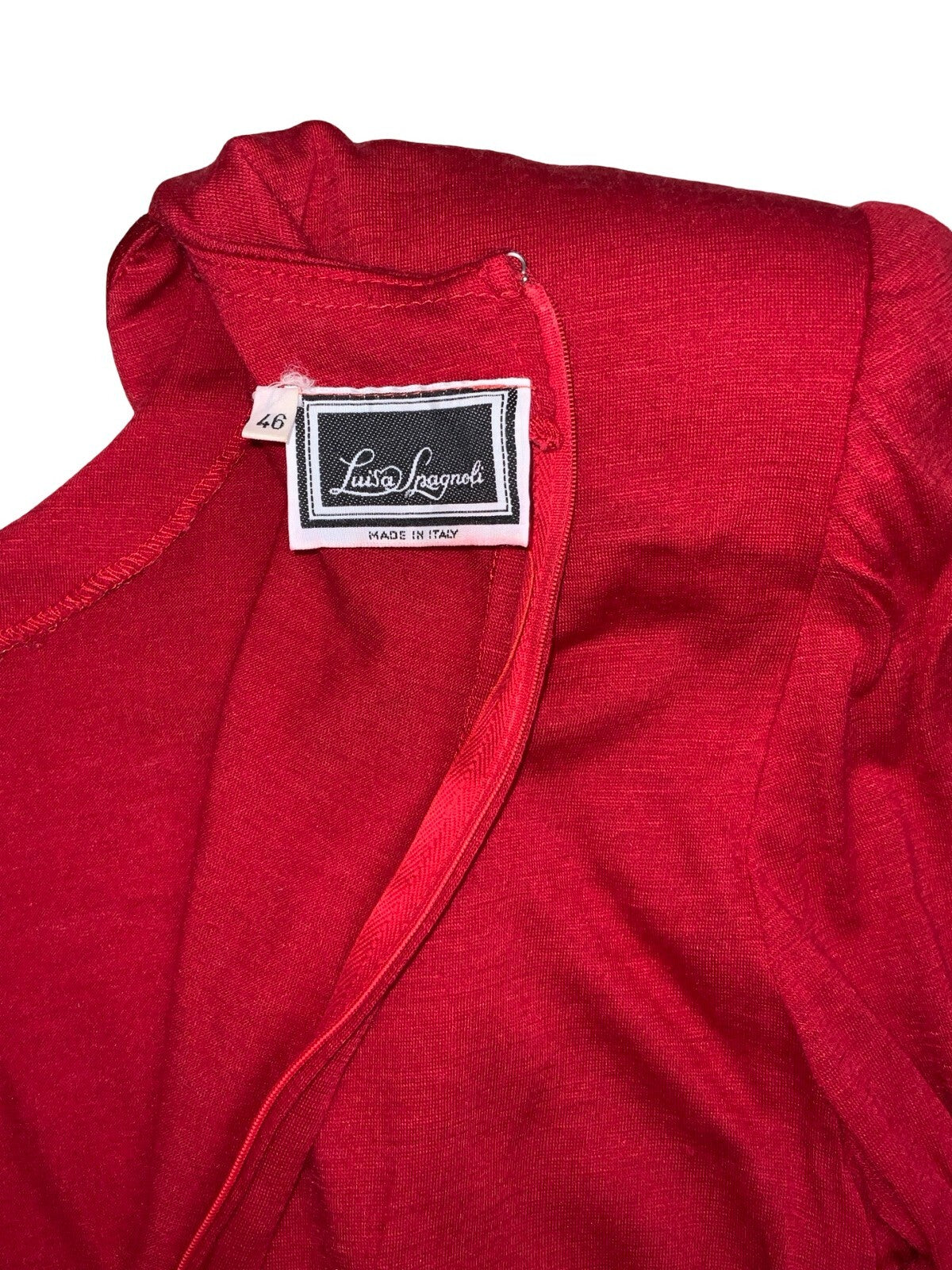 VTG 80S LUISA SPAGNOLI RED ITALIAN DESIGNER MIDI SHEATH DRESS UK 10 12