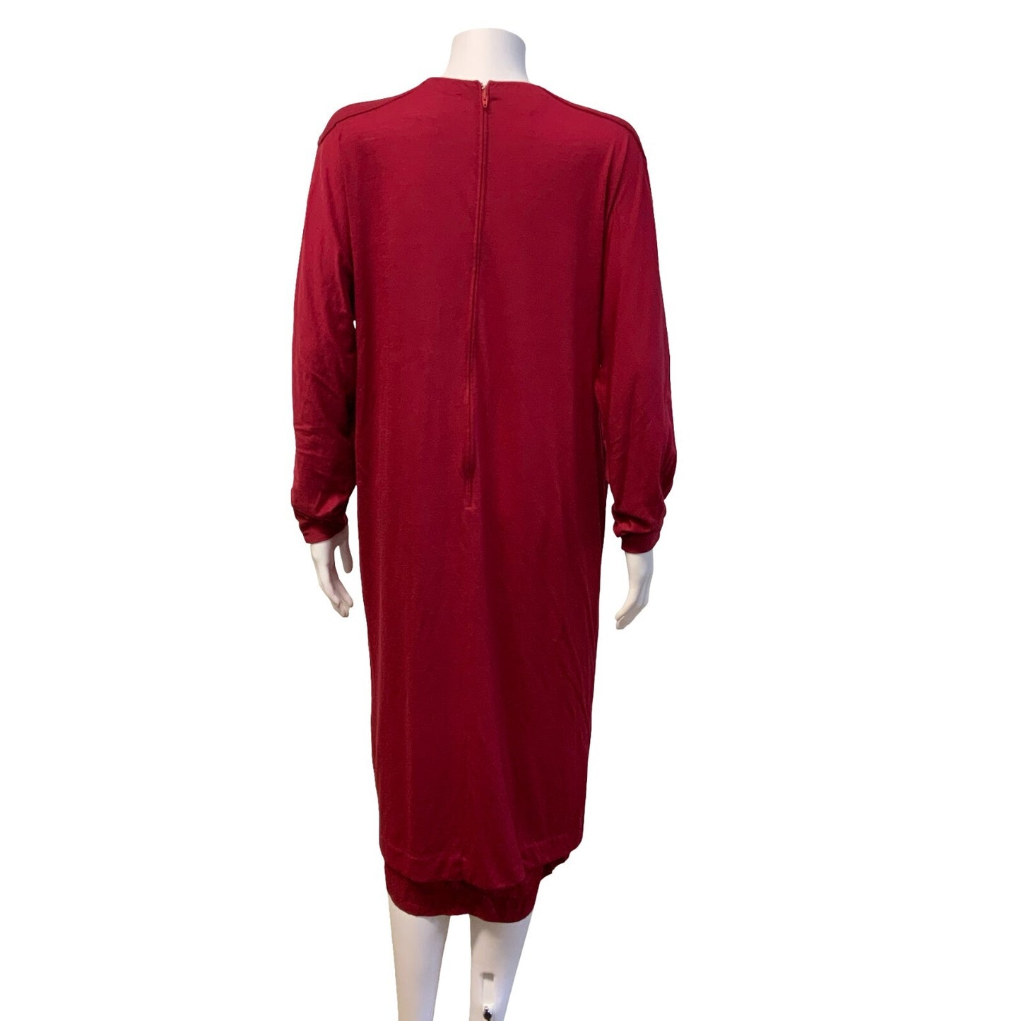 VTG 80S LUISA SPAGNOLI RED DRAPE ITALIAN MIDI DESIGNER DRESS MEDIUM