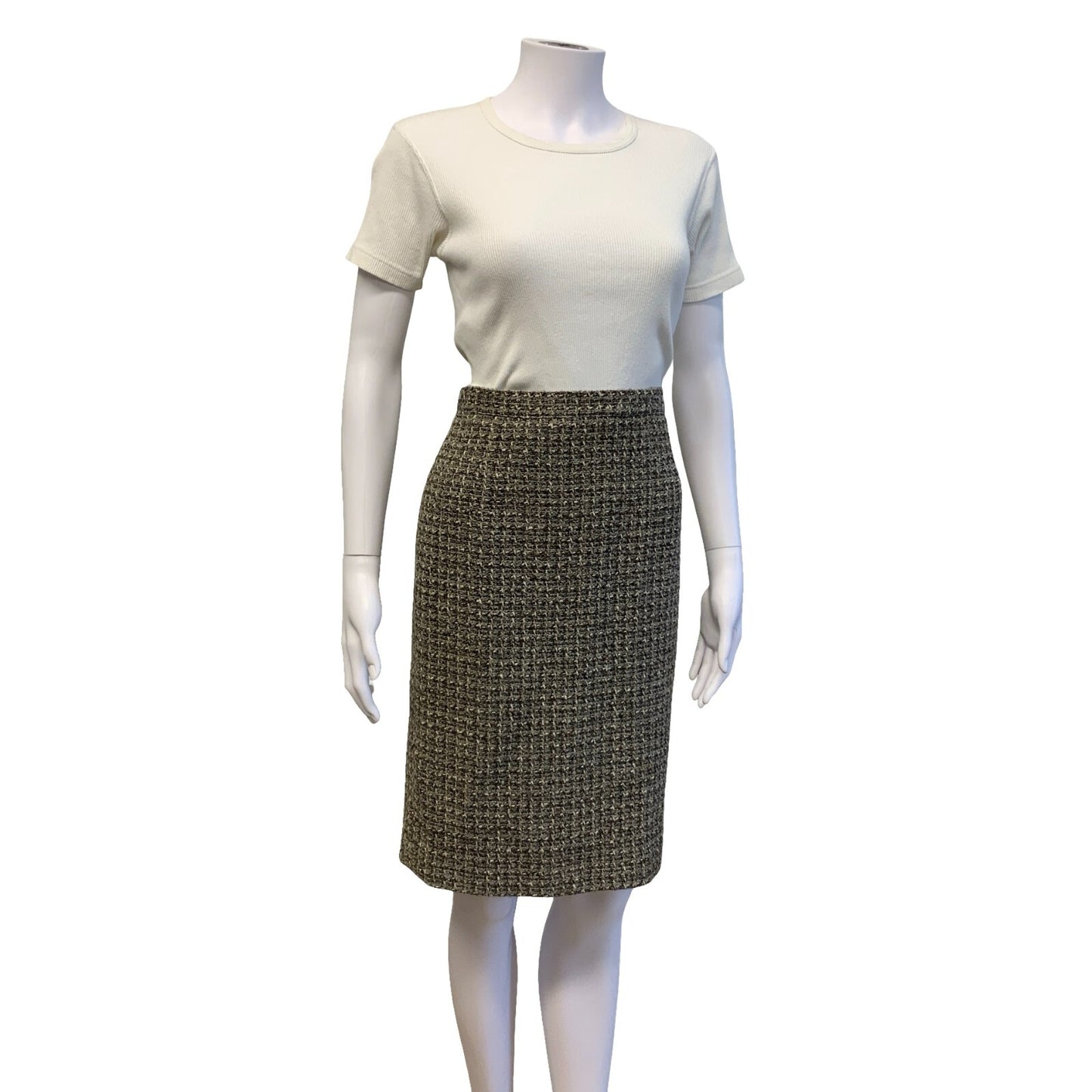 VTG LUISA SPAGNOLI GREY TWEED SLIM STRAIGHT HIGH WAIST PENCIL SKIRT UK 8 10