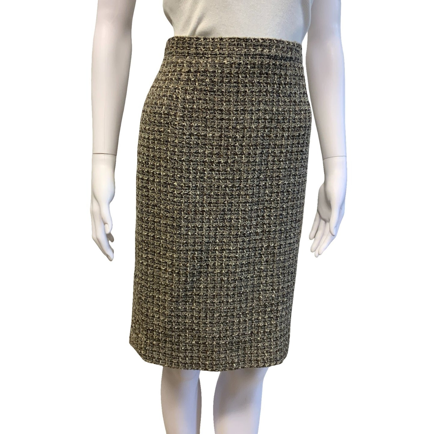 VTG LUISA SPAGNOLI GREY TWEED SLIM STRAIGHT HIGH WAIST PENCIL SKIRT UK 8 10