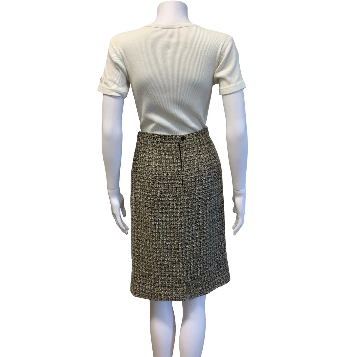 VTG LUISA SPAGNOLI GREY TWEED SLIM STRAIGHT HIGH WAIST PENCIL SKIRT UK 8 10