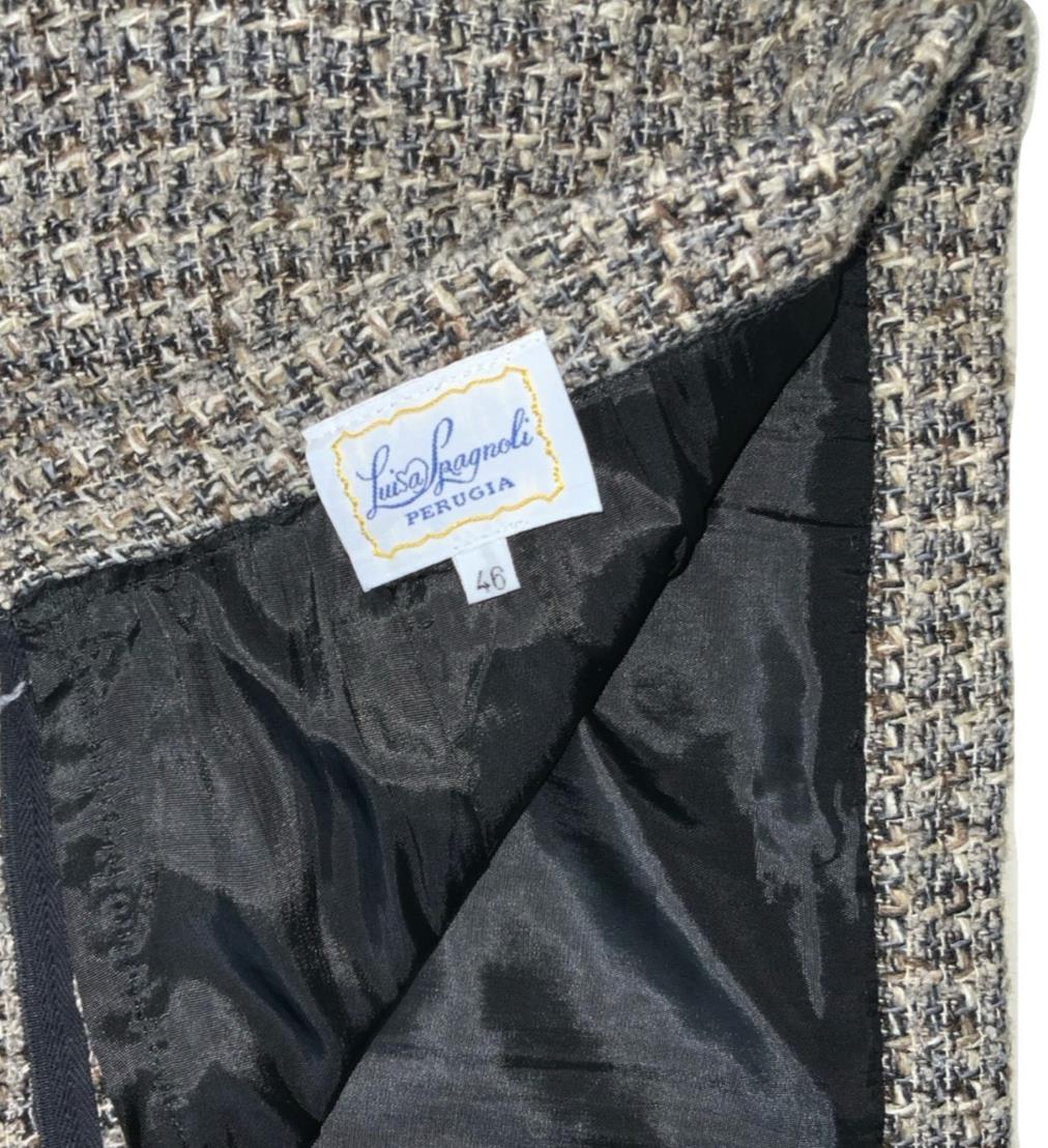 VTG LUISA SPAGNOLI GREY TWEED SLIM STRAIGHT HIGH WAIST PENCIL SKIRT UK 8 10