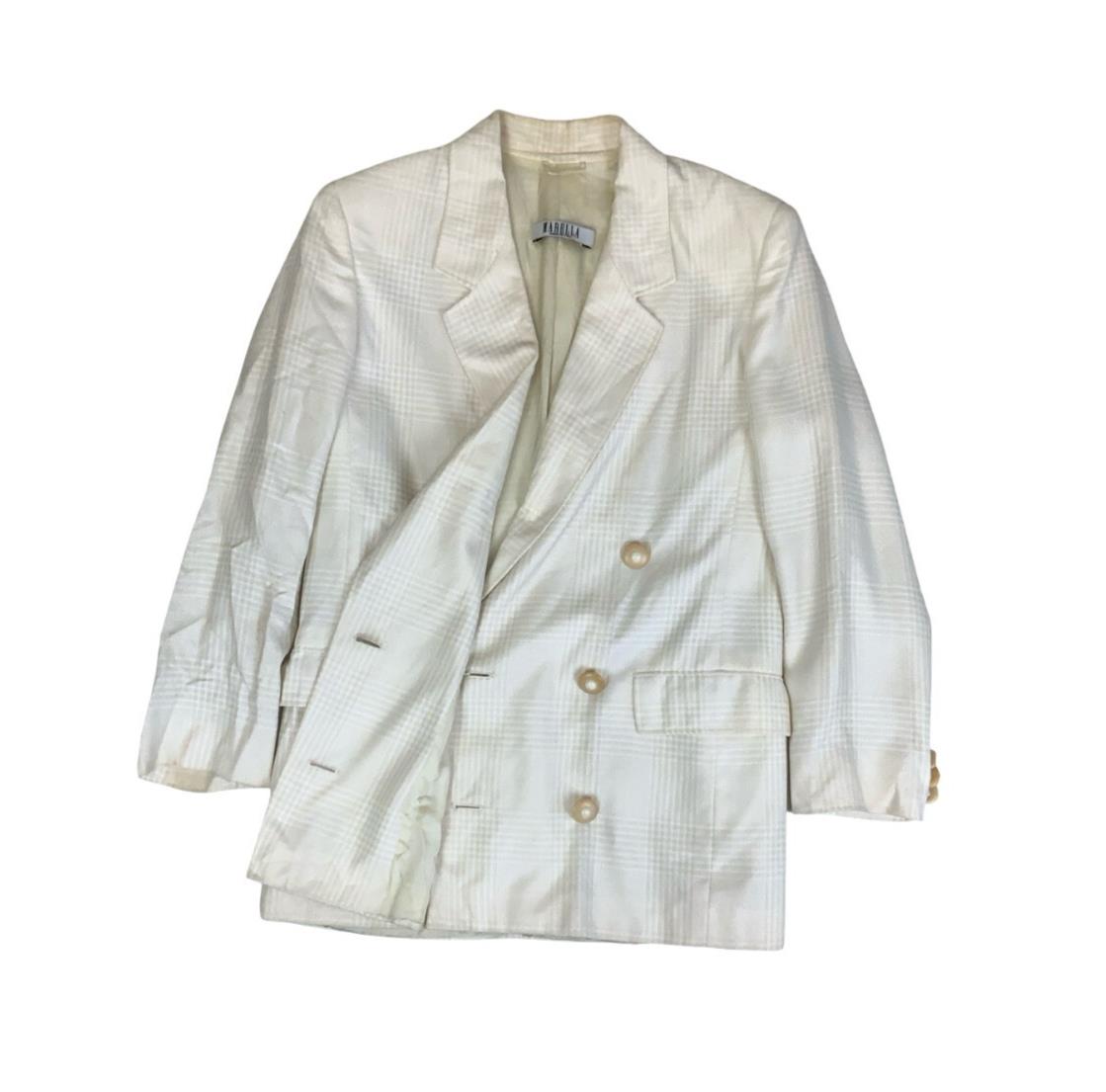 VTG MARELLA DESIGNER CREAM DOUBLE BREASTED ITALIAN TALL BLAZER JACKET UK 14