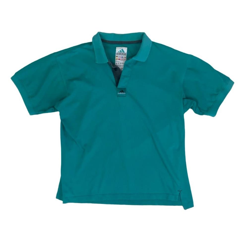 VTG 90S ADIDAS EQUIPMENT TEAL GREEN POLO NECK SHIRT LARGE
