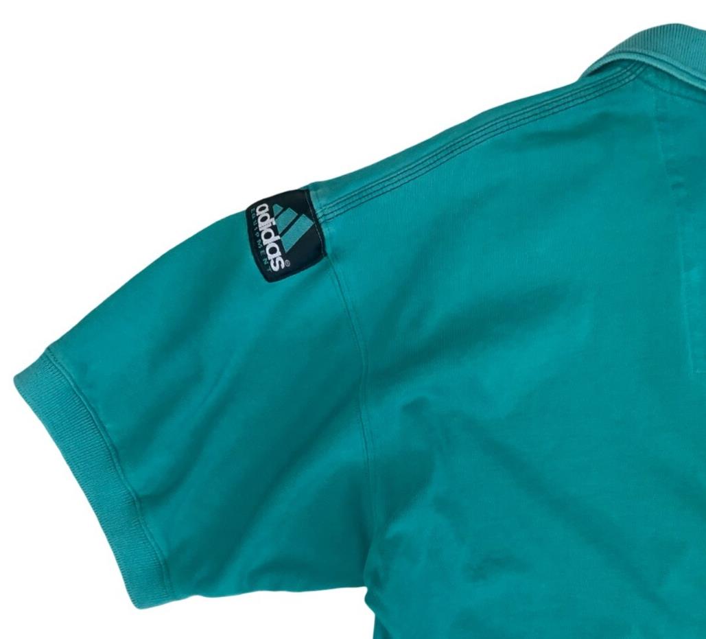 VTG 90S ADIDAS EQUIPMENT TEAL GREEN POLO NECK SHIRT LARGE