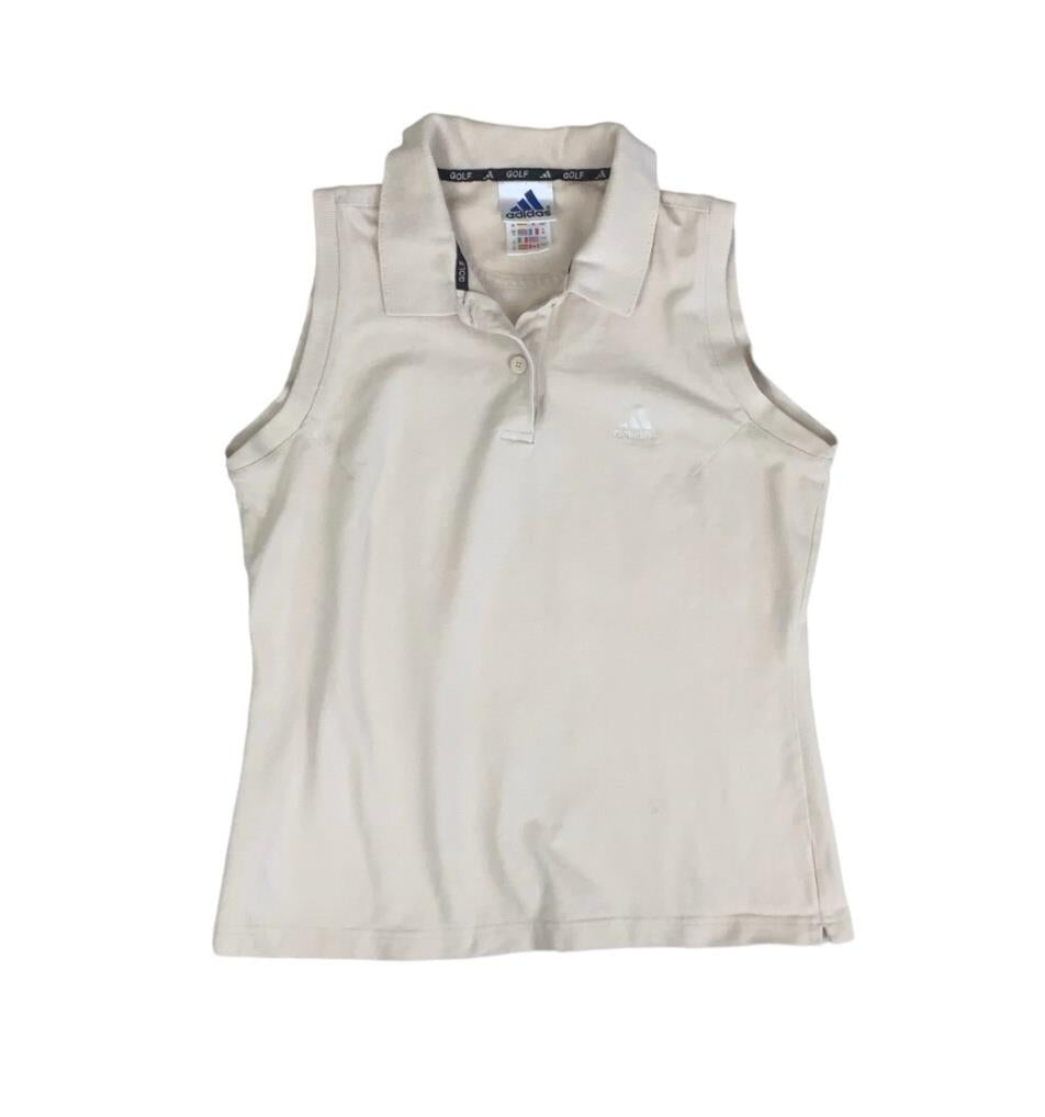 VTG 90S ADIDAS CREAM BEIGE GOLF POLO VEST SHIRT SMALL