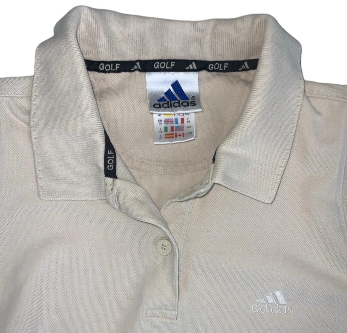 VTG 90S ADIDAS CREAM BEIGE GOLF POLO VEST SHIRT SMALL