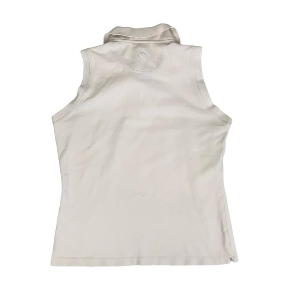 VTG 90S ADIDAS CREAM BEIGE GOLF POLO VEST SHIRT SMALL