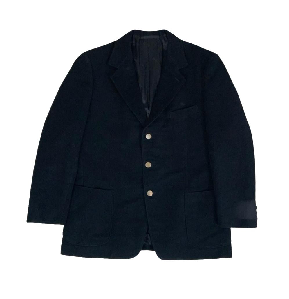 VTG MENS BURBERRY LONDON DESIGNER BLACK BLAZER COAT X-LARGE